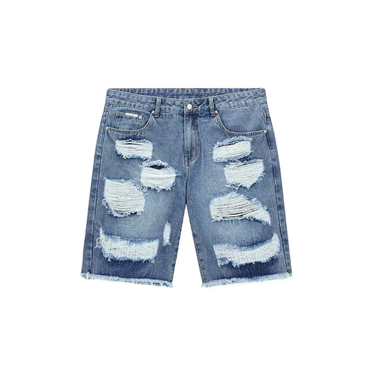 Casual Washed Denim Loose Fit Five-Point Shorts