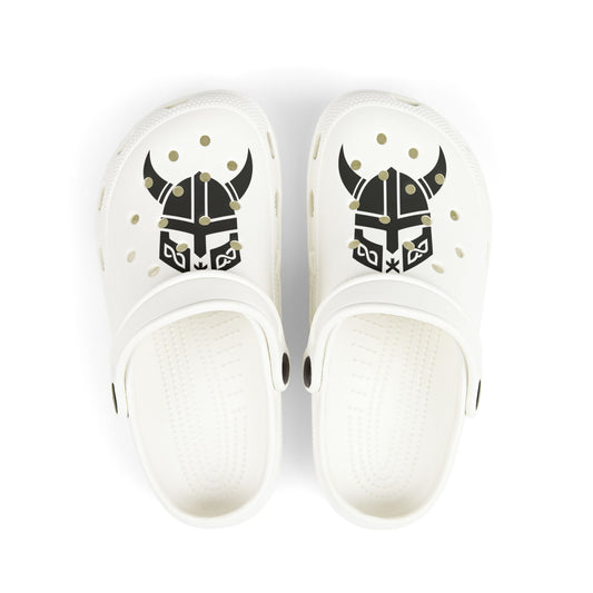Viking Helmet Kids Clogs — White EVA Foam Slip‑On Shoes
