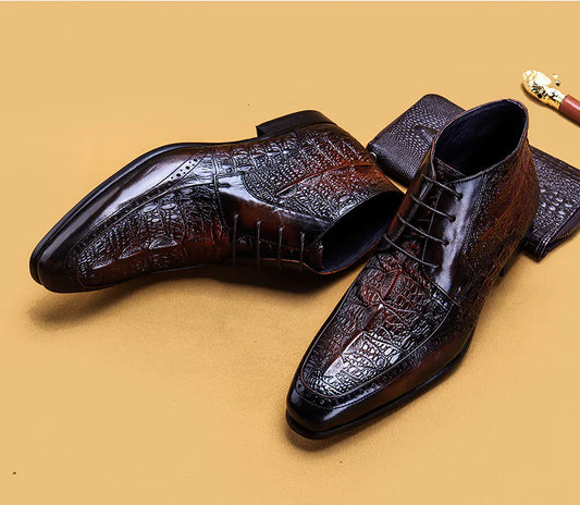 Men's Martin Boots in First Layer Cowhide Leather