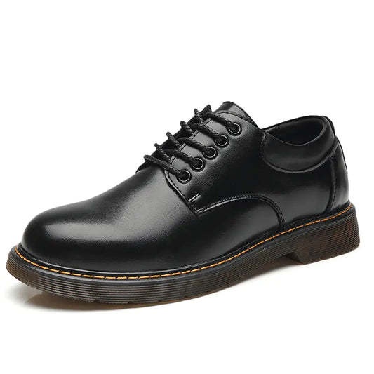 Round Toe Leather Shoes, Men's Casual Martin Boots